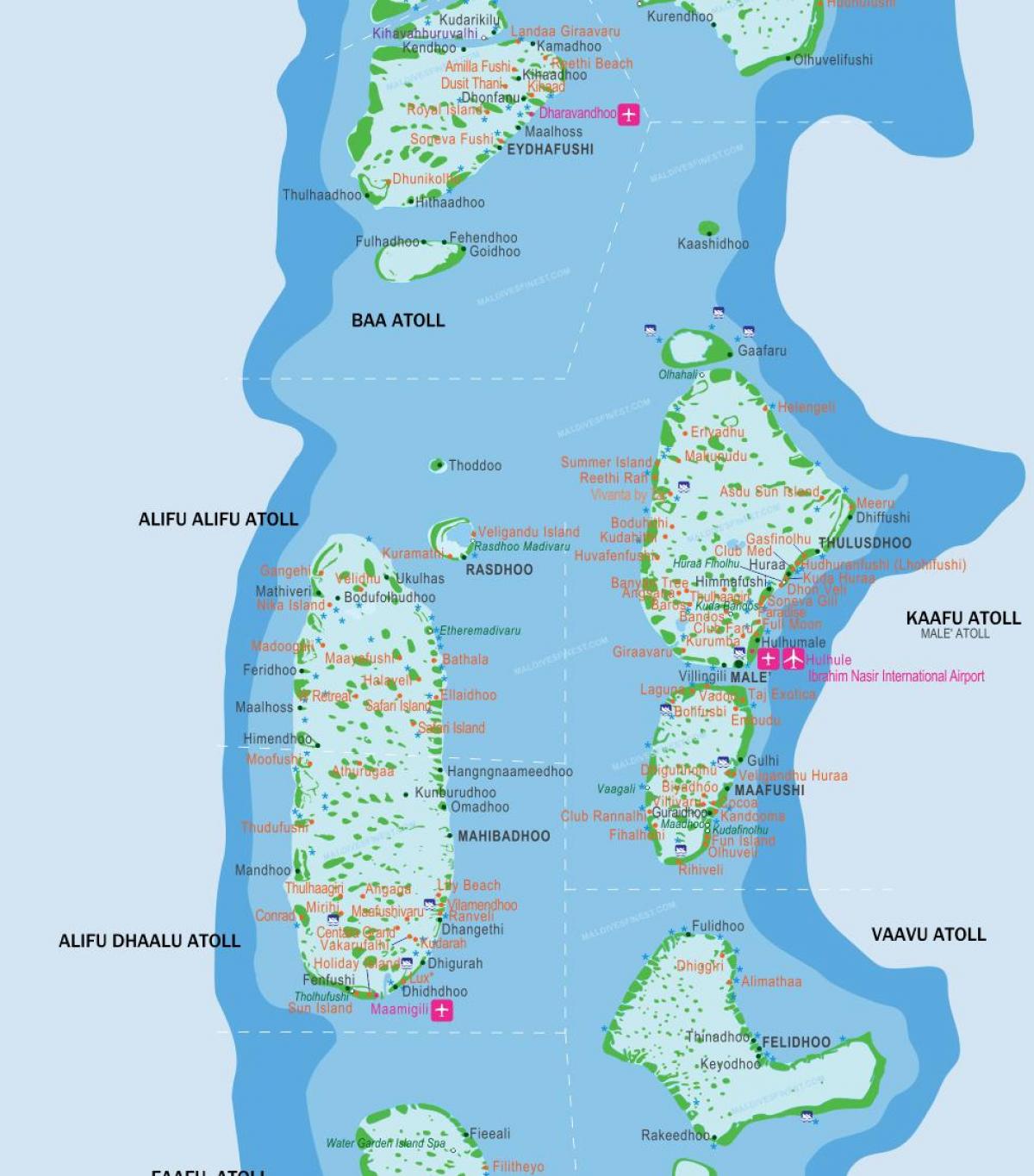 maldives eiland kaart plek