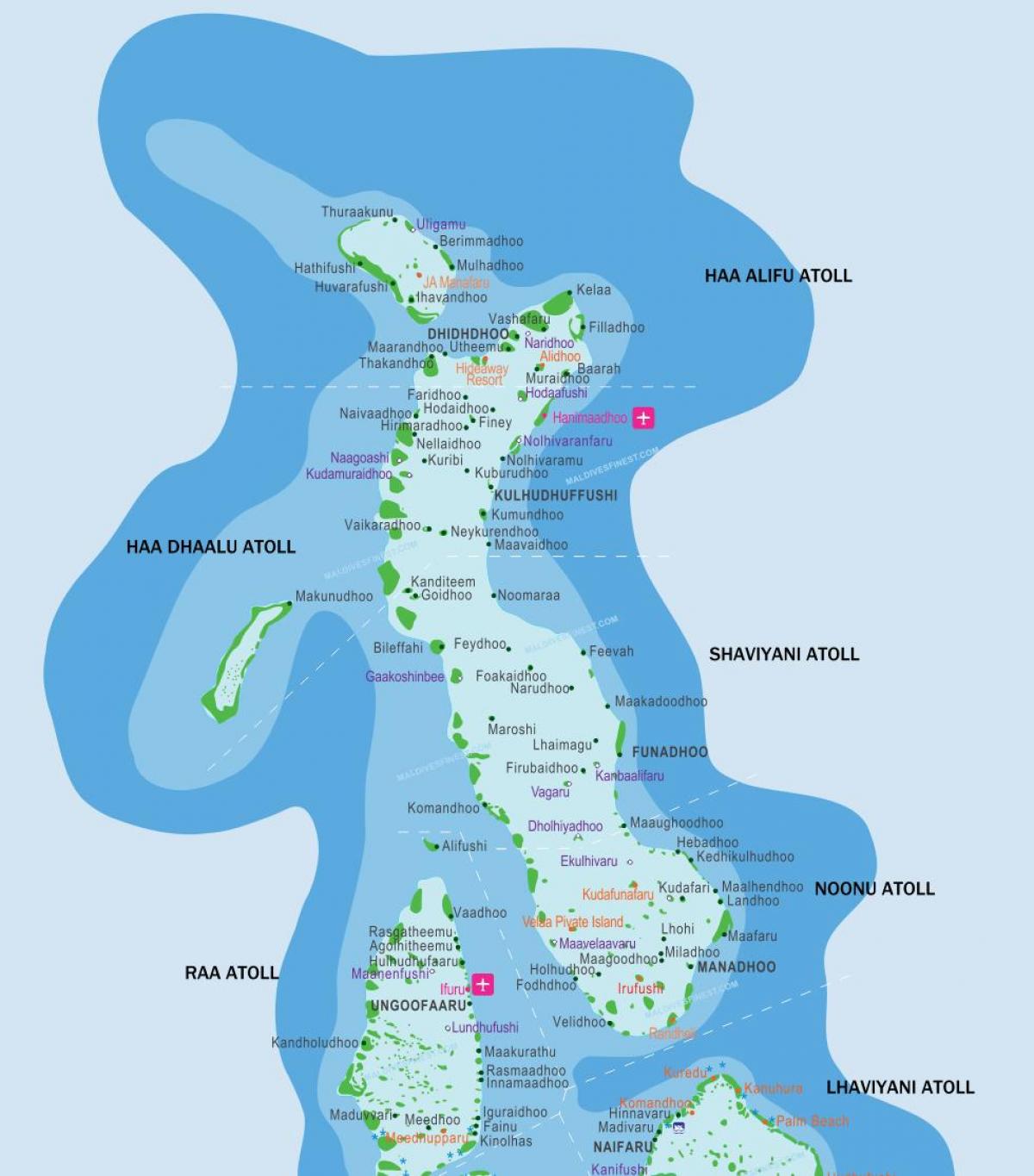 maldives-oorde kaart van die plek