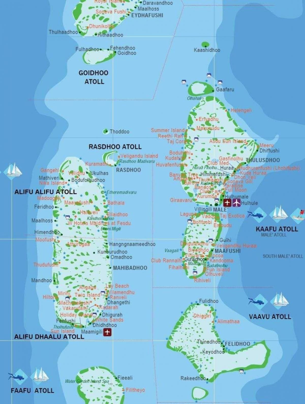kaart van die maldives toerisme