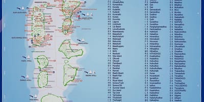 Kaart van die maldives eilande oorde