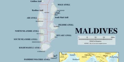 Kaart van die maldives fisiese 